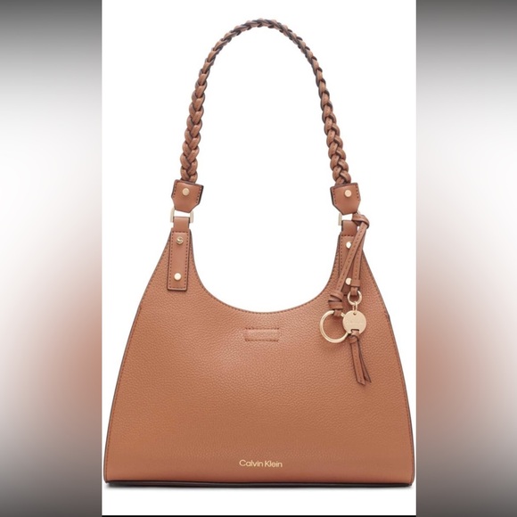 Calvin Klein Handbags - Calvin Klein Tan Leather Braided-Handle Satchel